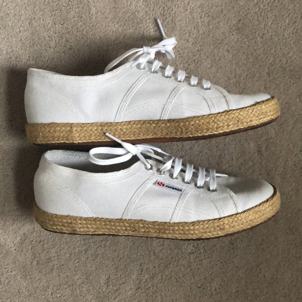 EUC Superga Jute White Sneakers 10